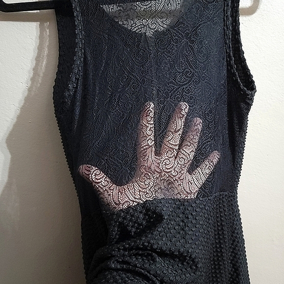 Bar III EUC Classic Black Lace Fit & Flare Front Zip Mini Dress - SIZE MEDIUM - Picture 5 of 8